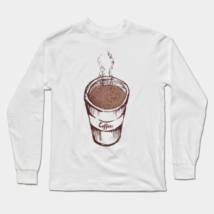 Warm Coffee Drink Sketch Long Sleeve T-Shirt